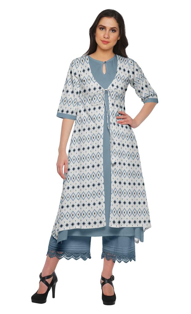 Moomaya Indian Palazzo Kurta Jacket Set For Women Partywear Chanderi Ethnic