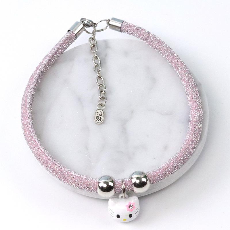 Handmade pet hand-woven lucky cat collar cartoon bell jewelry neck ring hand-woven
