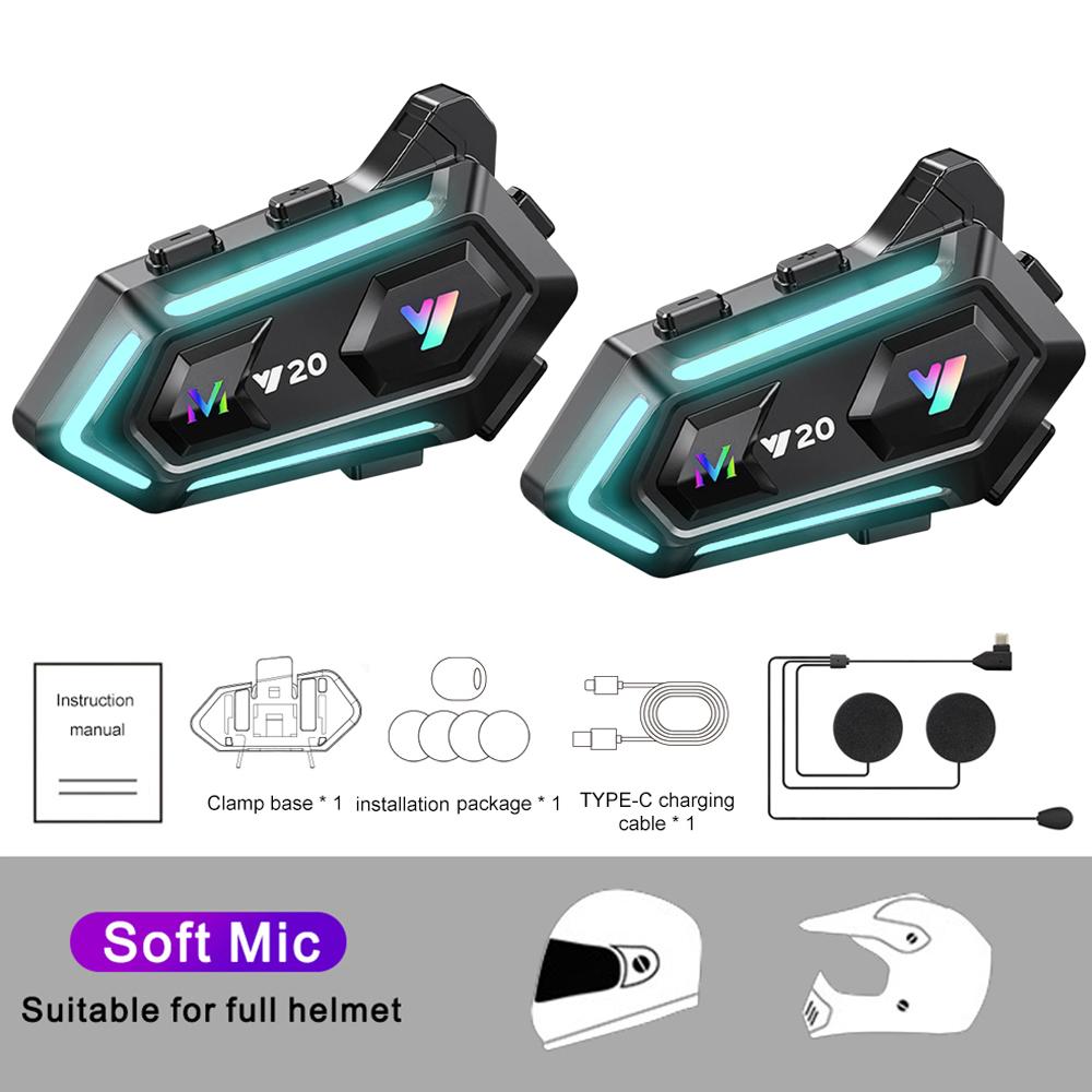 

Мотоциклетный шлем Bluetooth гарнитура Rider BT5.3 водонепроницаемый 1000mAh музыкальный плеер коммуникатор динамики с RGB красочными огнями