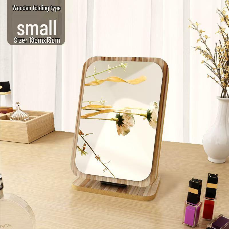 Деревянное поворотное зеркало для макияжа: Складное настольное зеркало высокой четкости для студенческих общежитий