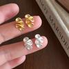 Fashion Minimalism Rregular Geometric Matte Metal Wavy Fold Small Stud Earrings for Women Men Couple Exquisite Jewelry Accessory