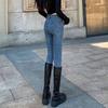 Dżinsy z wysokim stanem dla kobiet na jesień Nowe Slim Fit Obcisłe Elastyczne Dopasowane Spodnie Cienkie Spodnie o kroju ołówkowym Spodnie z wąską nogawką Jesień i Zima