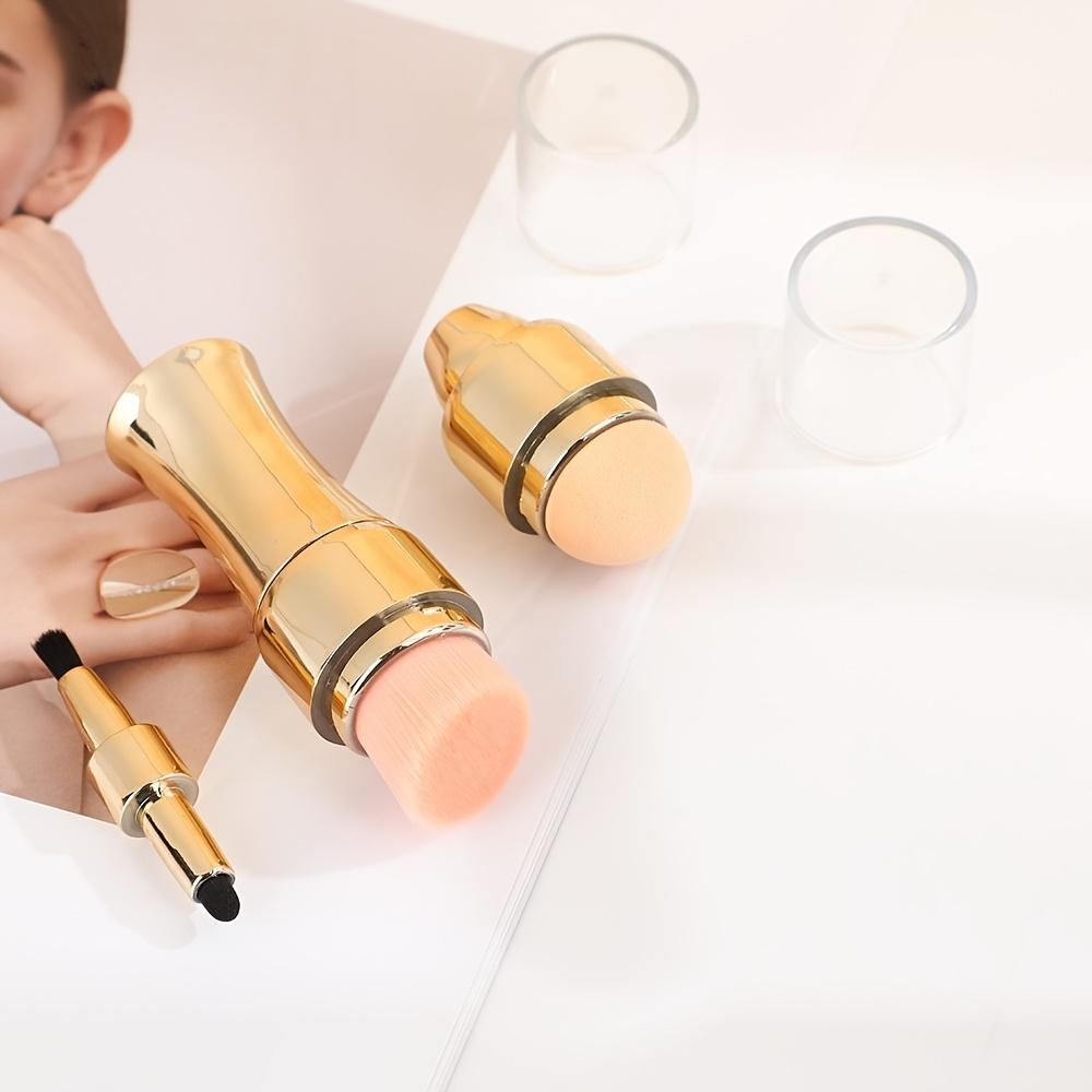 Pennello per Trucco Multifunzione a Doppia Testa Quattro-in-Uno con 4 Testine, Adatto per Trucco Occhi, Trucco Labbra, Fondotinta e Applicazione Cipria. L'Oro
