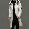 Brand 2025 Men's Winter Hooded Over-the-Knee Long Down Jacket with Fleece Lining