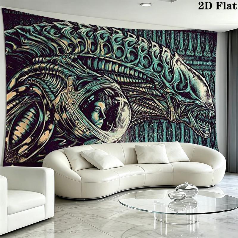 Aliens Wall Tapestry Aesthetic Wall Hanging Printed Fabric Blanket Decorative Tapestries for Bedroom Living Room Home Decor