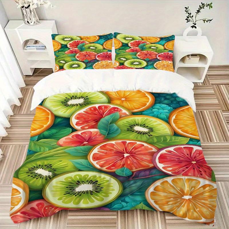 3pcs Fruit Bedding Cover Set, Fashion Classic Popular Print Bedding Set, Soft Comfortable, All - Season Use, For Bedroom107