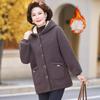 Mamas Herbst-/Winter-Kapuzenjacke aus Lammwolle für Damen, Plüsch-Samt, Verdickte warme Baumwolle für mittlere und ältere Menschen, Strukturierter Samt