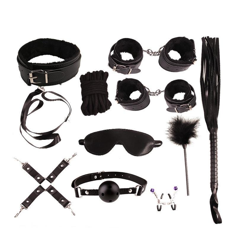 MoDi Bondage Set BDSM Kits Exotic Sex Toys For Adults Games Leather Handcuffs Whip Gag Nipple Clamps Women Sex Products