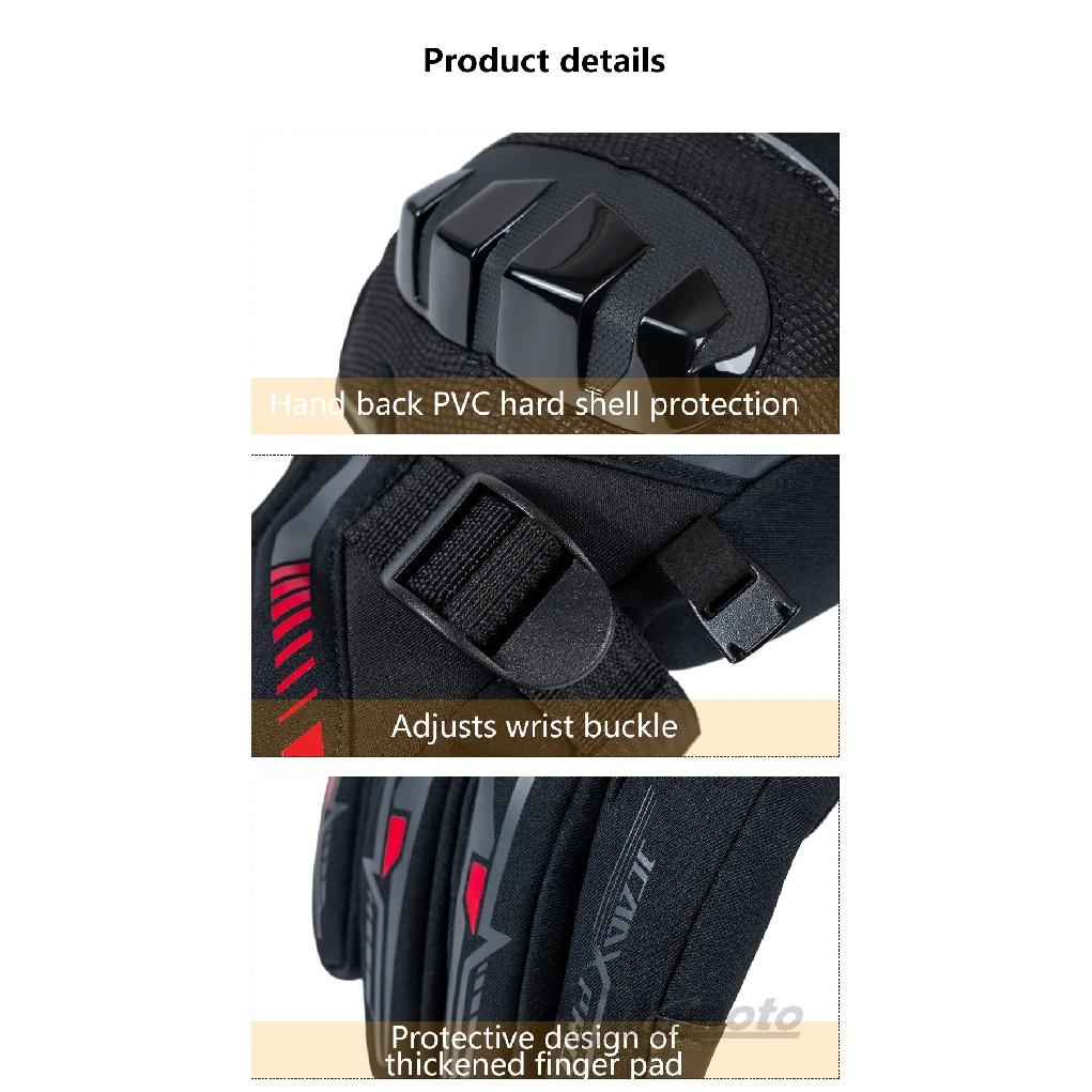 JCAA - Gants de Moto Durables pour Hommes Femmes, Imperméables, Écran Tactile, Antidérapants, Anti-Chute, Protecteurs, Vélo, Moto, Hiver Chaud