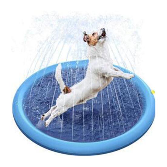 Dog Splash Pad Anti-Slip Sprinkler Dog Pool with Flying Disc Toy Outdoor Leakproof Water Play Mat Family Backyard Water Toy