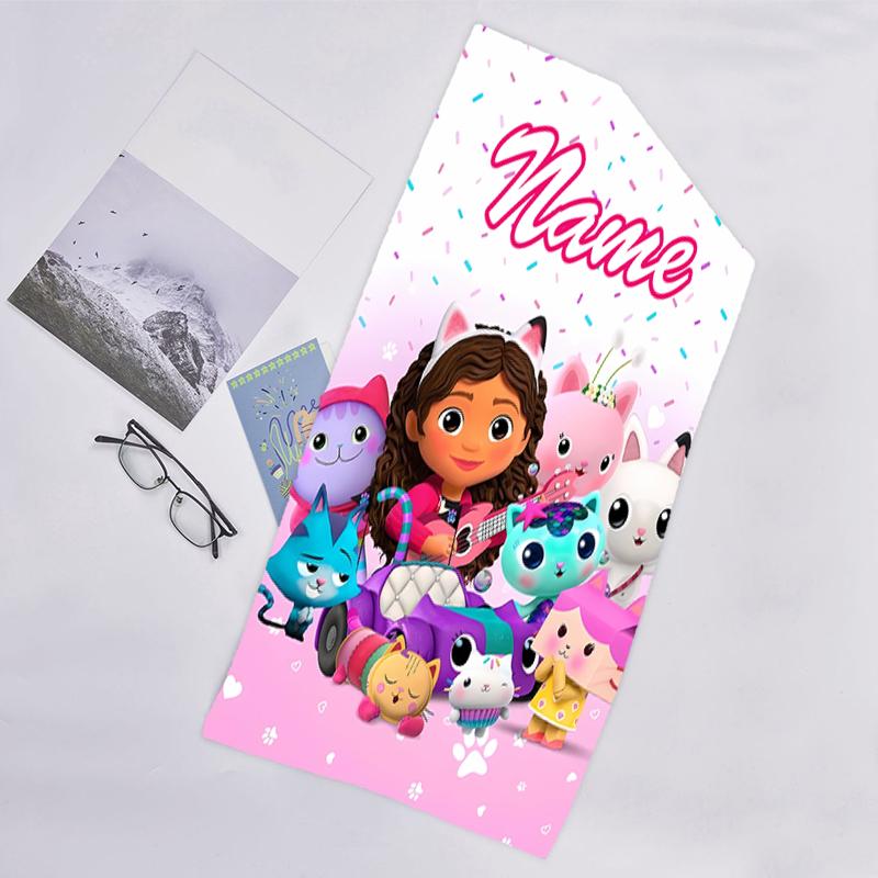 1pc Gaby's Bubble House3 Beach Towel with Custom Name, Beach/Swimming/Bath/Picnic/Camping Towel, Suitable for Seaside Beaches