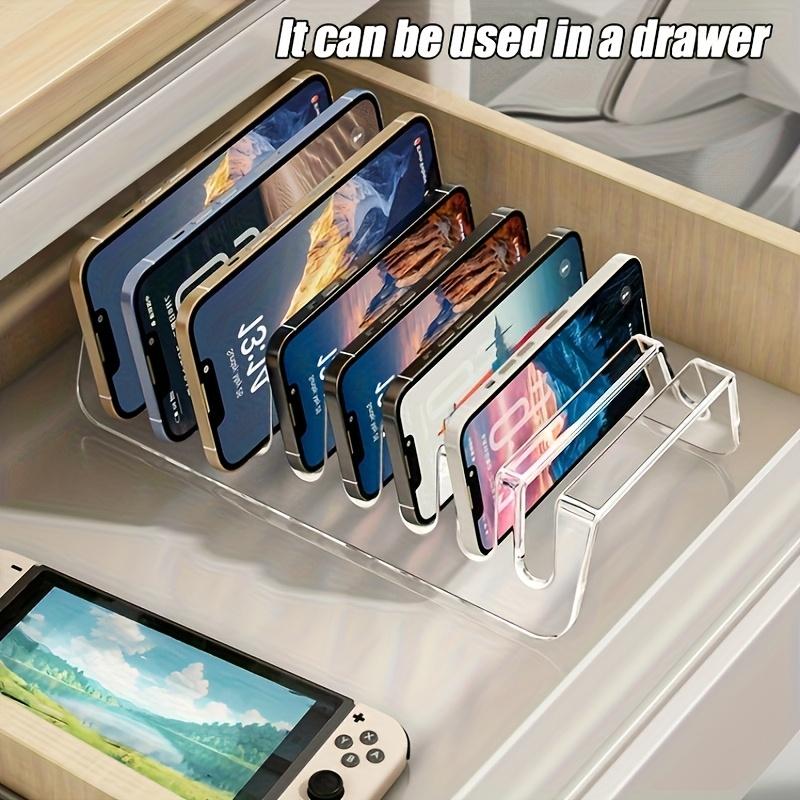 6/8 Compartimentos para Tableta Multi-dispositivo, Caja de Almacenamiento Electrónica, Soporte de Carga para Teléfono de Escritorio, Soporte, Acrílico, Fácil de Organizar