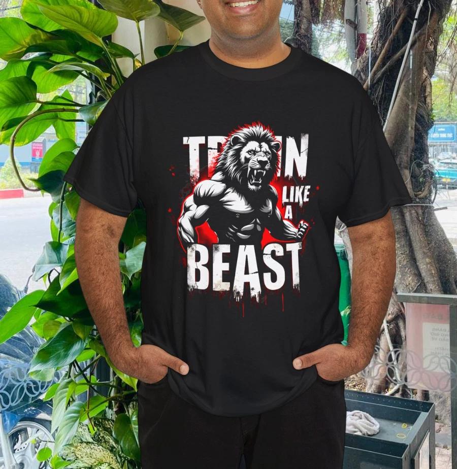 

Train Like A Beast Gym Workout Fitness Sport Design T-Shirt 3XL