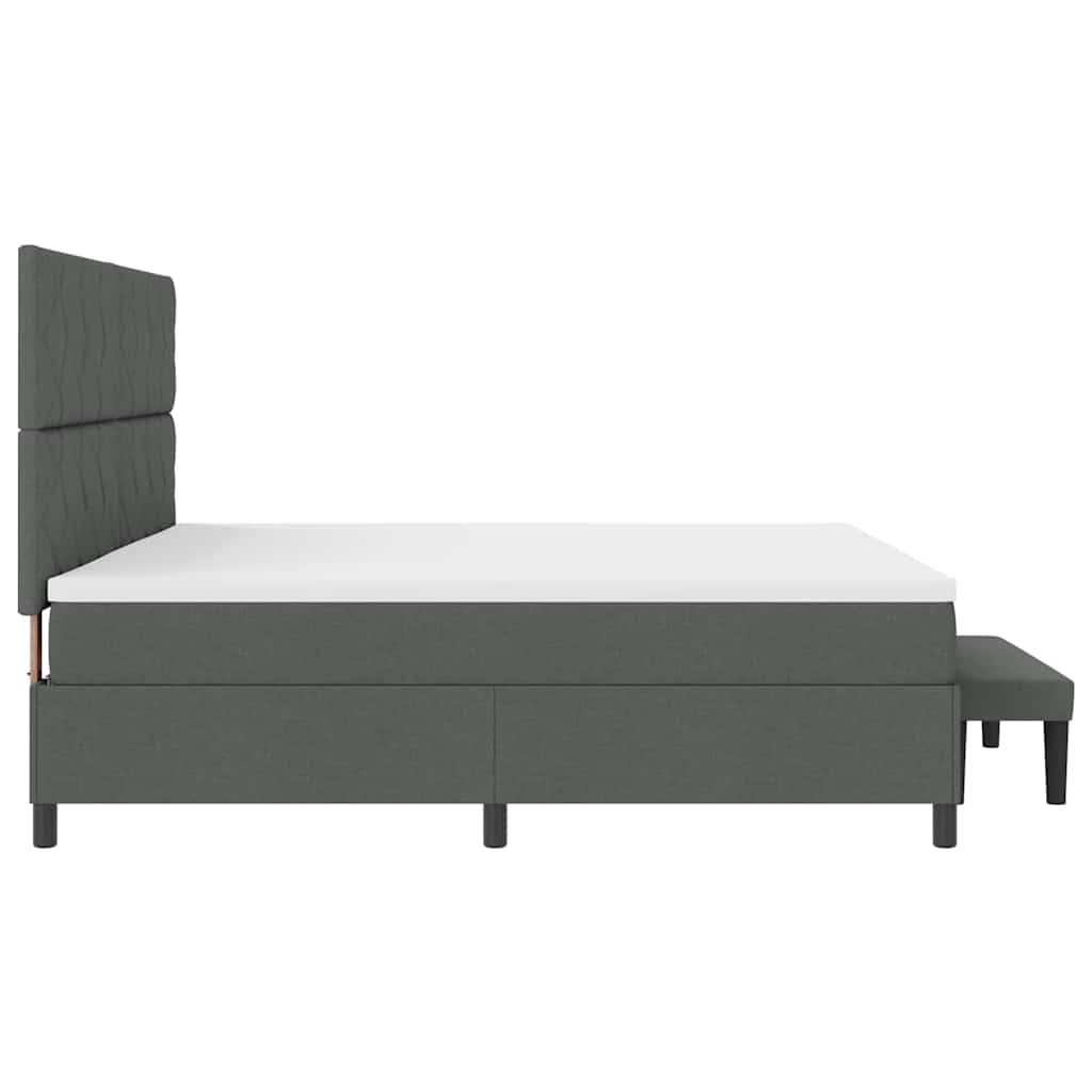 Box Spring Bed with Headboard Dark Gray 200 x 200 cm Fabric