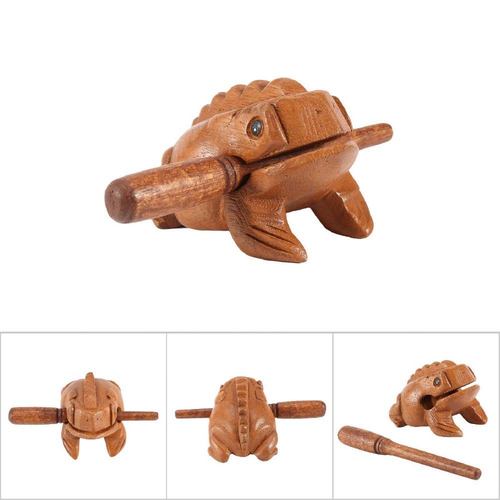 Solid Wood Carved Wood Frog Percussion Instrument Wooden Frog Sound Making Ornament Office Decor