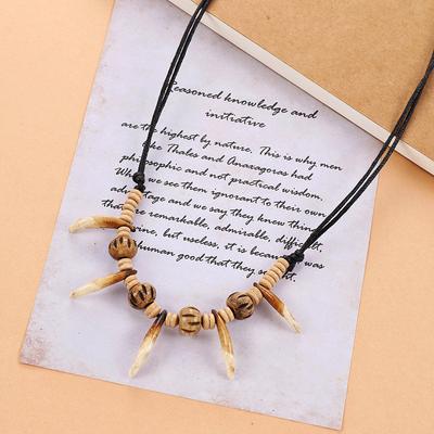 Vintage Dog Tooth Necklace Men's and Women's Personality Xizang Yak Bone Pendant Wild Pendant Tribal Wolf Tooth Accessories