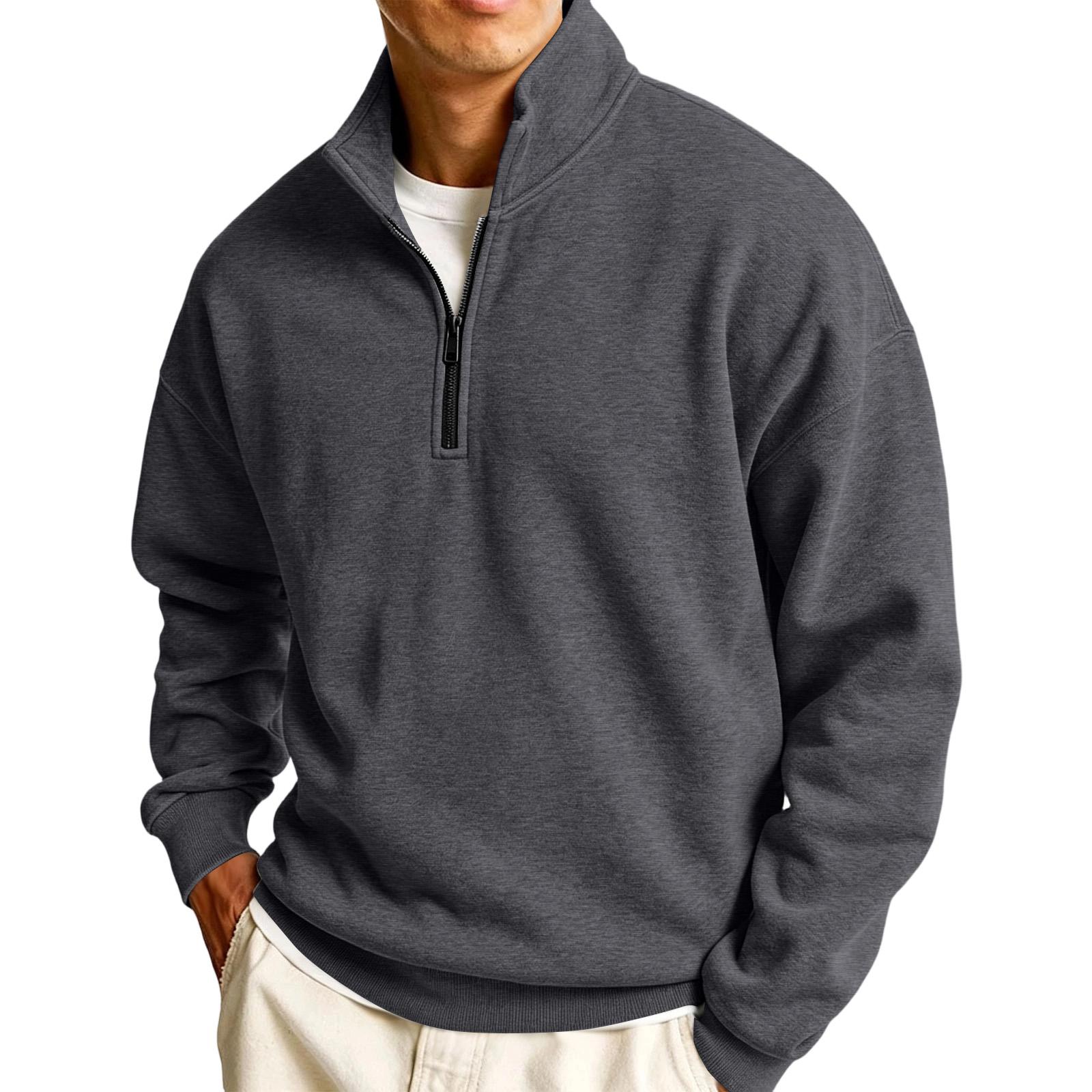 Men s Pullover with Collar Long Sleeve Casual Sweatshirt XXXL