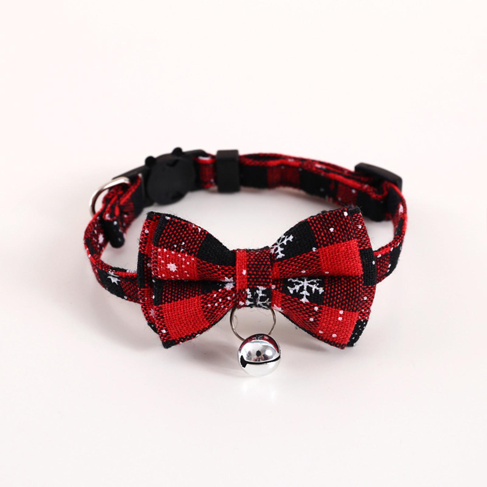 

Christmas Snowflake Cat Collar with Detachable Bowknot Pet Accessories Adjustable 0-27cm Cat Collar for Kittens