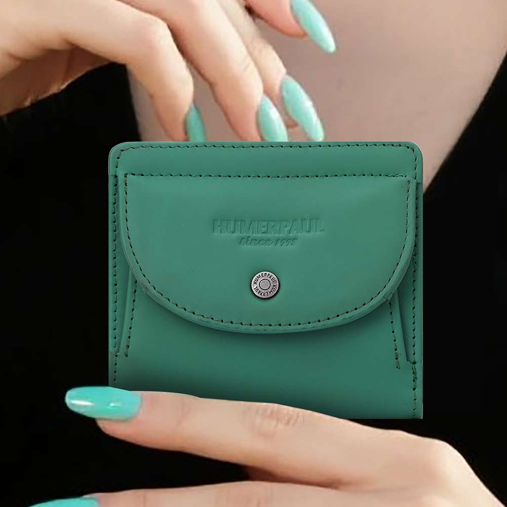 Humerpaul Ladies Clutch First Layer Cowhide Wallet Thin Wallet Large Capacity Coin Bag with Photo Window Coin Purse