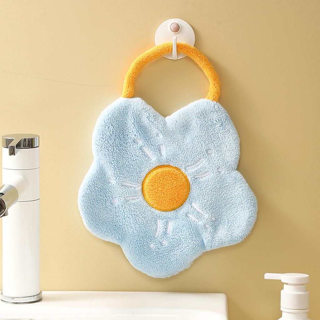 Towel Double Layer Coral Fleece Flower Shape Strong Absorption Ability Soft Hanging Hand Towel