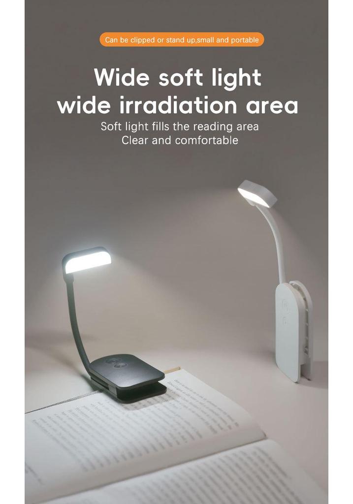 LED Eye Protection Clip-On Reading Light - Portable Mini Study Lamp for Bedside & Dorm.