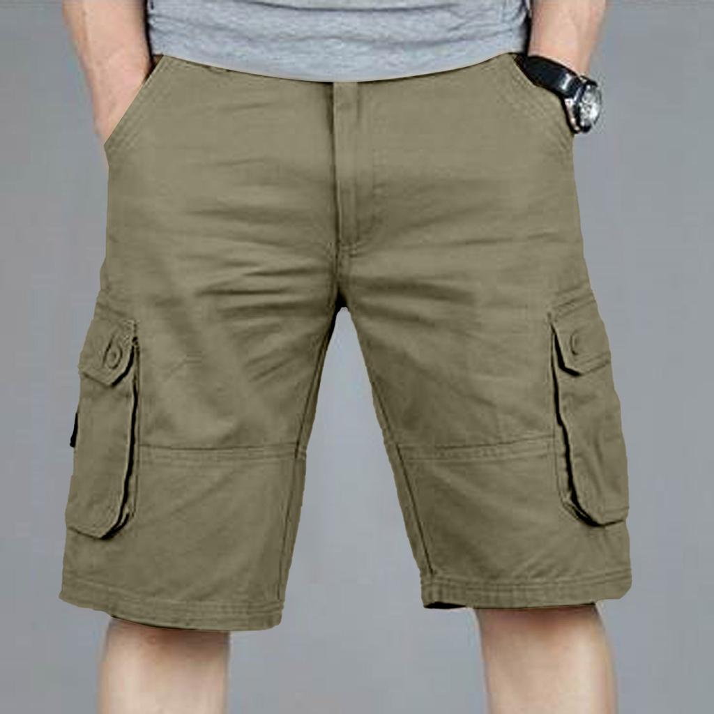 Men's OutdoorLoose Casual Pants Multi-Pocket Solid Color Cargo Shorts