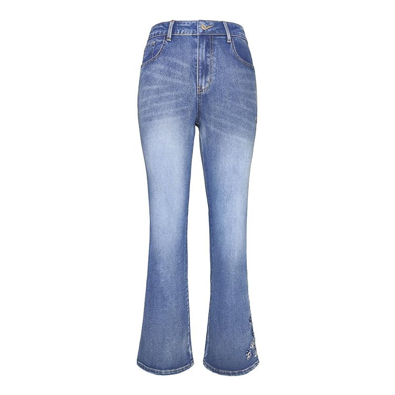 Women's High Waist Flare Jeans Vintage Embroidered Bootcut Denim Pants Retro Casual Slim Fit Long Trousers