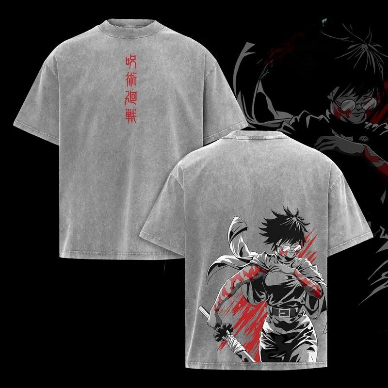 Zenin Maki Jujutsu Kaisen Anime Clothing Men Women Loose T-shirts Vintage Washed T Shirt Casual Cotton Tee Harajuku Male Tshirt
