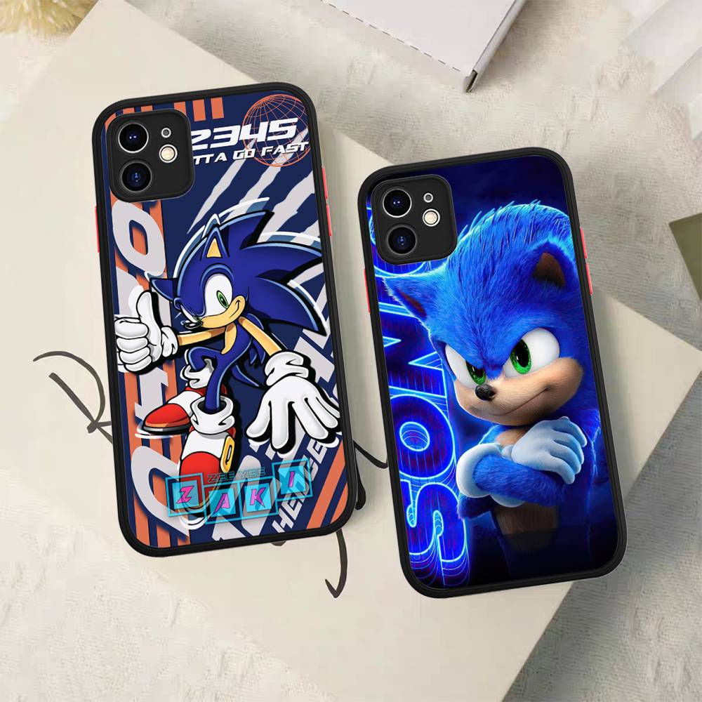 Game Sonic Movie Anime For IPhone 16 15 14 13 12 11 Pro Max X XS MAX Plus Translucent Black Phone Cover
