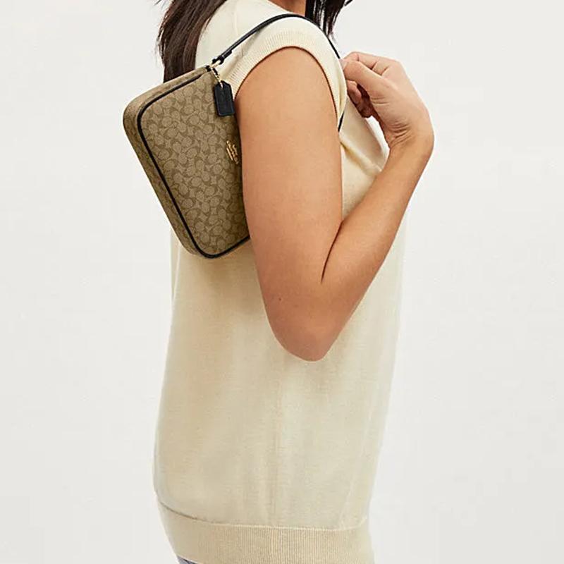 Coach Nolita Artificial Leather One Shoulder Handbag Small Women's Khaki & Black CS445-IMCBI