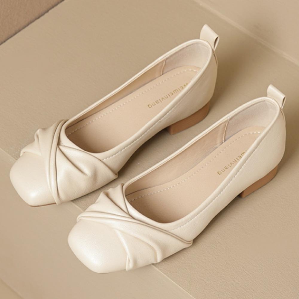 Schuhe für Damen Dicke Absätze Einzelne Schuhe Damenweite Absätze Sommer Flache Öffnung Niedriger Absatz Weiche Sohle Große Größen Damenschuhe
