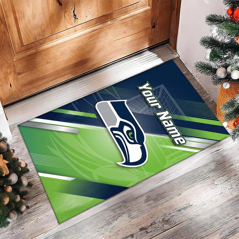 Seattle Seahawks Kristal Kadife Halı, Ev Dekorasyonu Hediye için Kişiye Özel İsim Yazılı Kaymaz Zemin Paspası