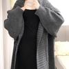 Women's Autumn Winter Knit Cardigan: Korean Style, Large Lapel, Mid-Length, Loose Fit, High-End Casual Sweater.