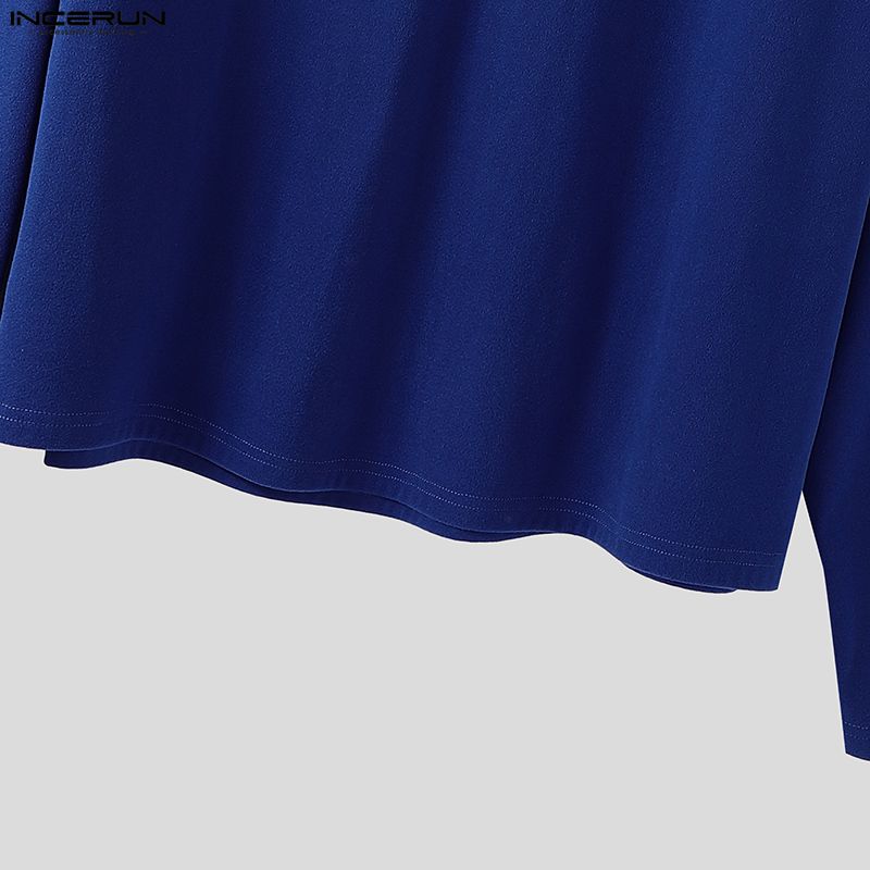 INCERUN Oversized Men Undershirts V Neck Long Sleeve Casual Loose T-shirts Tops