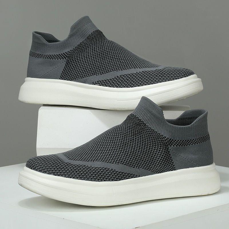 Sports Walking Men's Shoes Autumn Fly-woven Mesh Soft Sole Loose and Breathable Sports and Leisure One-pedal Lazy Shoes Men