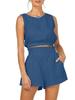 Womens Summer Two Piece Set Sleeveless Crop Tank and High Waist Shorts