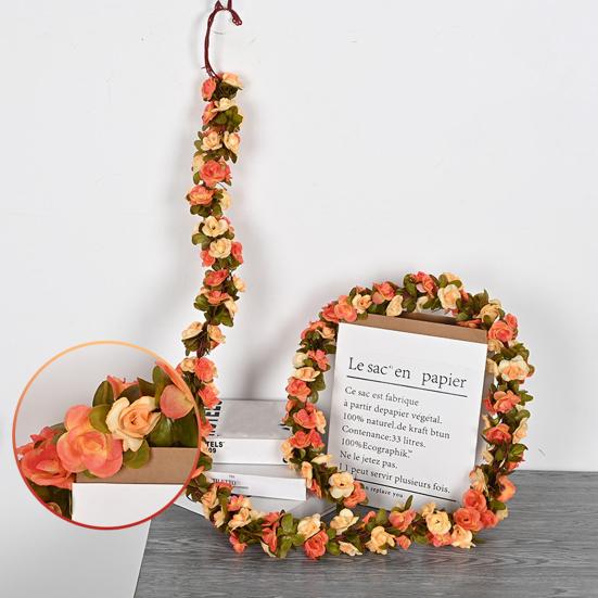 94.5 Inch Artificial Rose Flower Garland Faux Hanging Rose Vine Fake Spring Floral Ivy Garland for Wall Backdrop Wedding Arch Party Background Fence