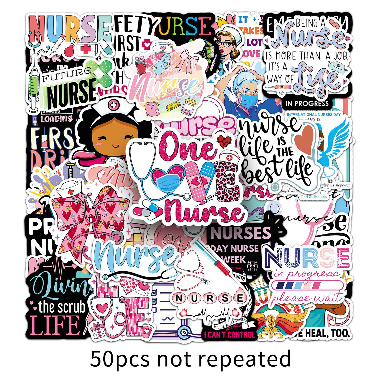 50 Nurse s Day Festival Cartoon Character Stickers: Waterproof Angel Graffiti for Bottles & Desktops