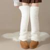 Thickened Knee High Socks Coral Fleece Winter Socks Funny Warm Knee Pads  Home Use