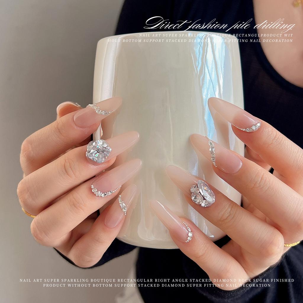 Sparkling Zircon Nail Art Pile Jewelry Light Luxury Versatile Transparent White No Bottom Support Rock Sugar Pigeon Egg Ball Finished Product