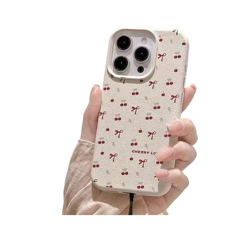 Schleife Kirsche für Apple Handyhülle 16promax für 14p Silikon für IPhone15 All Inclusive12/11/13