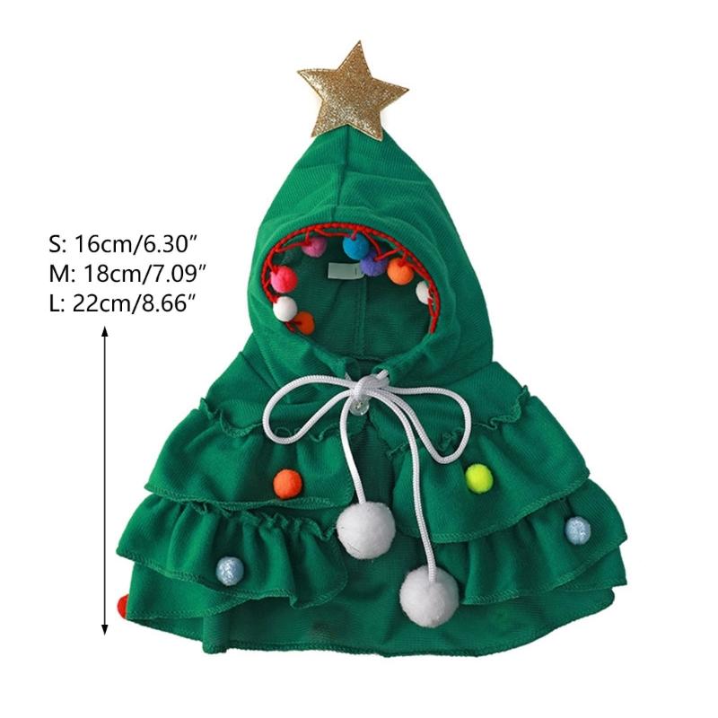 Cat Cloak Cape Christmas Tree for Small Medium Girl Dogs, Cat Wedding Costume Adjustable Cloak Cape