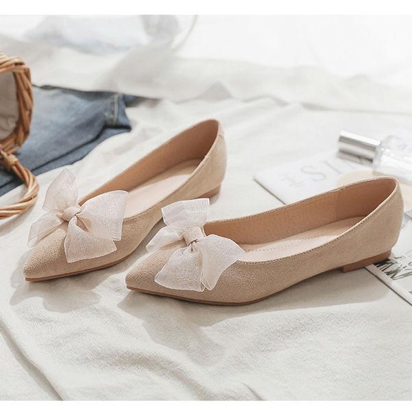 2025 New Spring Bow Fresh Bridesmaids Flat Bottom Pointed Fairy Style Evening Versatile Doudou Single Shoes