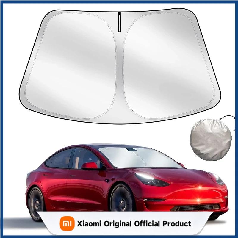 Xiaomi Pour TeslaPare-soleil de pare-brise Pliant Housse de pare-soleil pour vitre avant Protection contre la chaleur Visière Pour Modèle Y Modèle 3 2024 Accessoires
