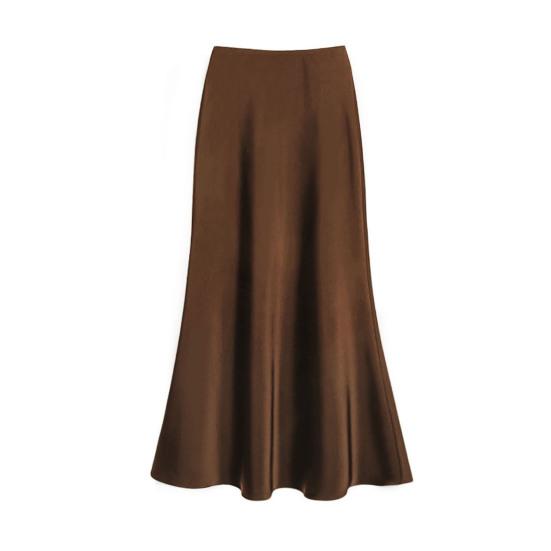 Gonna a Coda di Pesce da Donna a Vita Alta Effetto Seta Traspirante Lucida Design Snellente Gonna Maxi Lavoro Tempo Libero Abbigliamento Quotidiano