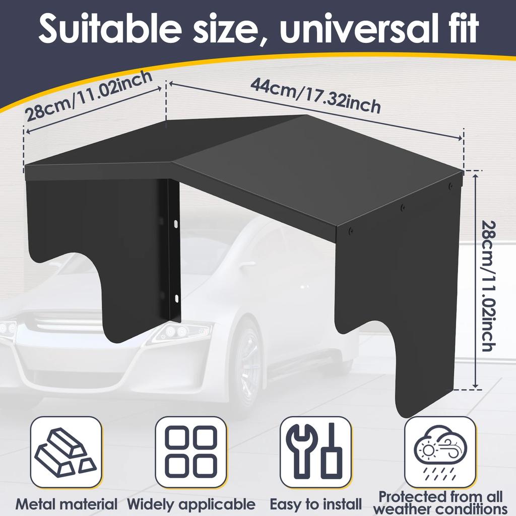 Housse de protection métallique pour chargeur de VE Toit de protection pour borne de recharge de véhicule électrique extérieur avec accessoires d'installation Noir