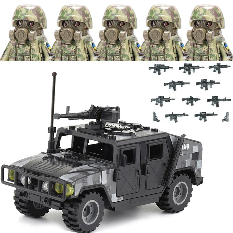 Military Soldier Ukrainian Biochemical Special Forces Building Blocks Army Figures Gas Mask Weapons Bricks Toys For Children