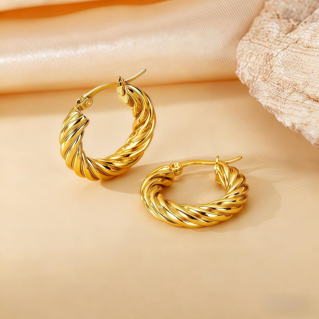 2025 New Style Twisted Titanium Circle Earrings for Women - Low MOQ, Mixed Batch, Dropshipping, Sample Orders Available
