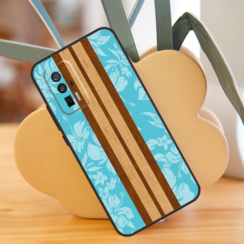 Beach Hawaiian Faux Koa Wood Case For POCO X6 F6 Pro M6 X3 X5 M5s F3 F5 Xiaomi 14 Ultra 12 13 Lite 11T 12T 13T Pro Cover