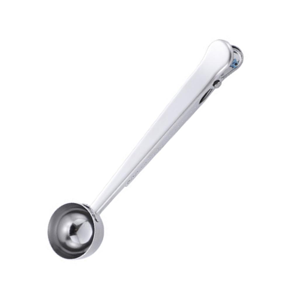 Stainless Steel Coffee Scoops Clip Tablespoon with Multifunctional Sealing Bag Clip for Ground Coffee and Beans